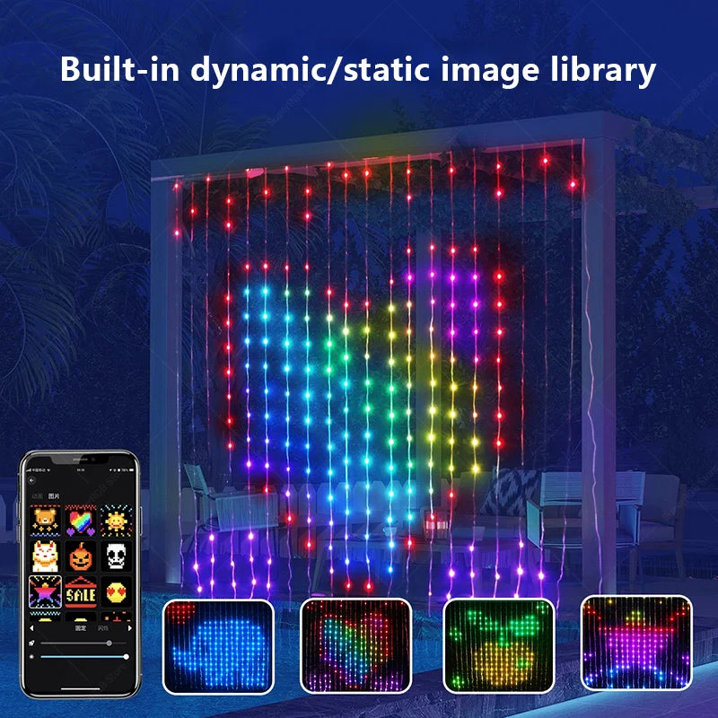 400 LED Smart Curtain Lights String Lights with Smart App Remote Control Music Sync Christmas Curtain String Outdoor Fairy Light