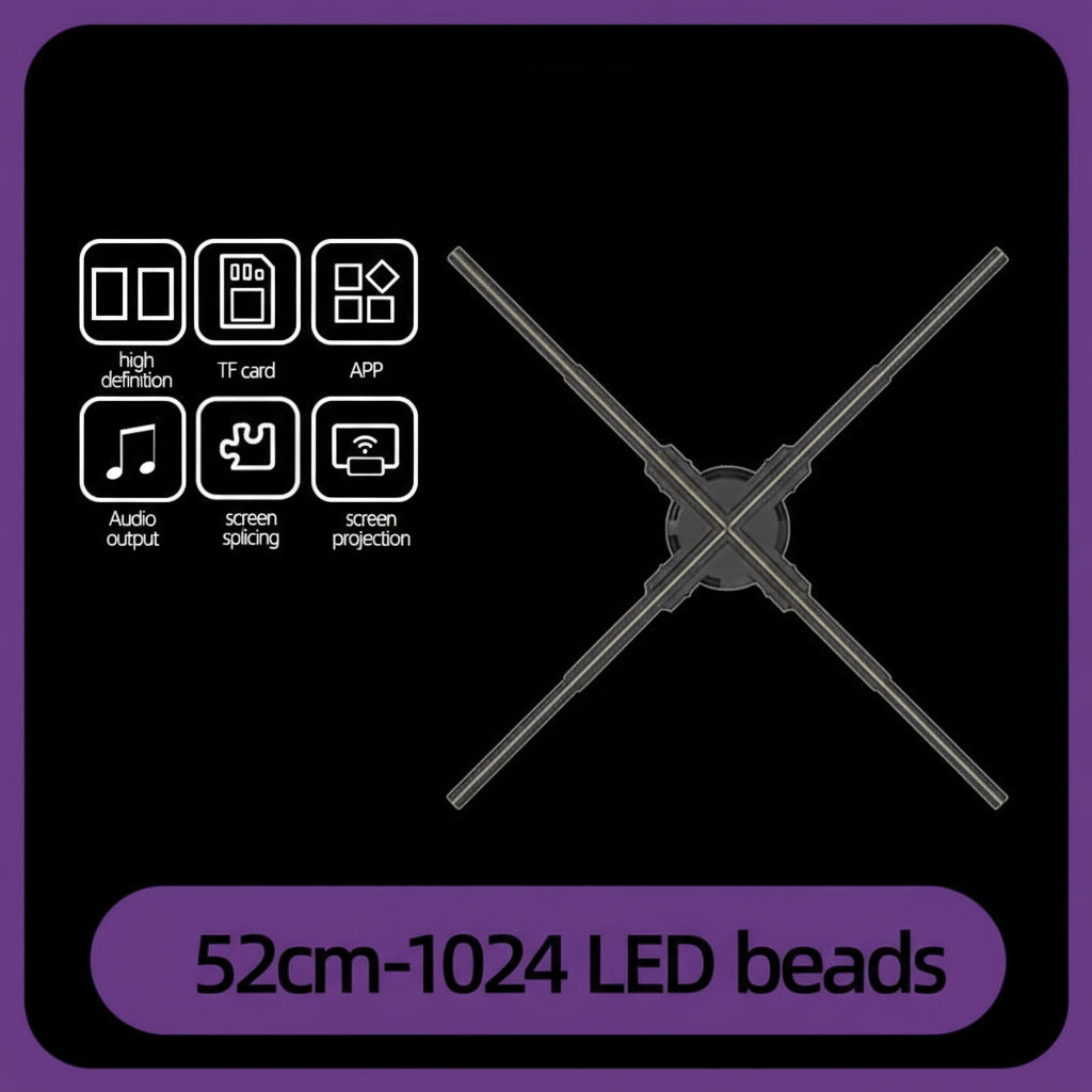 Hologram 3D Ventilador Fan Advertising Display Luces Led Light Sign Holographic Player Support Images Video Draw Audiences