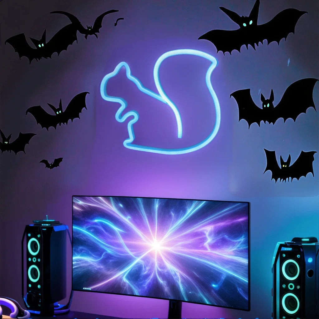 Halloween Custom Led Neon Sign Bat Ghost Animal Shape Atmosphere Decoration Villa Party Night Light USB or Battery Powered