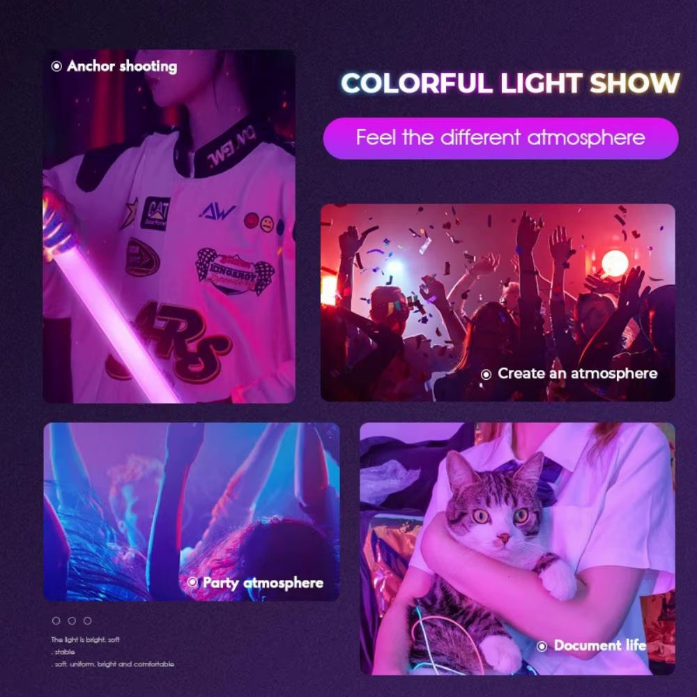 RGB USB Tube Light 17Cm/32Cm Colorful LED Night Lamp, Handheld Hanging Fill Stick, Bedroom Photography Mood Decor Portable Light