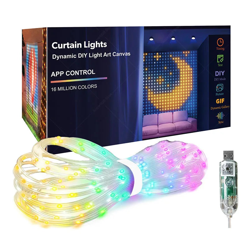 400 LED Smart Curtain Lights String Lights with Smart App Remote Control Music Sync Christmas Curtain String Outdoor Fairy Light