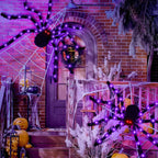 Glow in the Dark Spider Web Halloween Outdoor Decorations Fake Realistic Spider Lights Yard/Garden Decor Day of the Dead Props