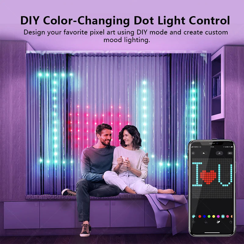 400 LED Smart Curtain Lights String Lights with Smart App Remote Control Music Sync Christmas Curtain String Outdoor Fairy Light