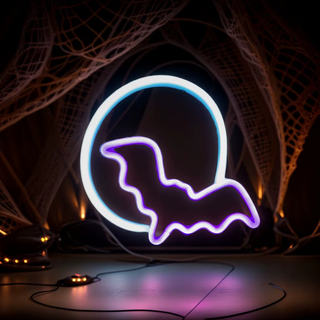 Halloween Custom Led Neon Sign Bat Ghost Animal Shape Atmosphere Decoration Villa Party Night Light USB or Battery Powered