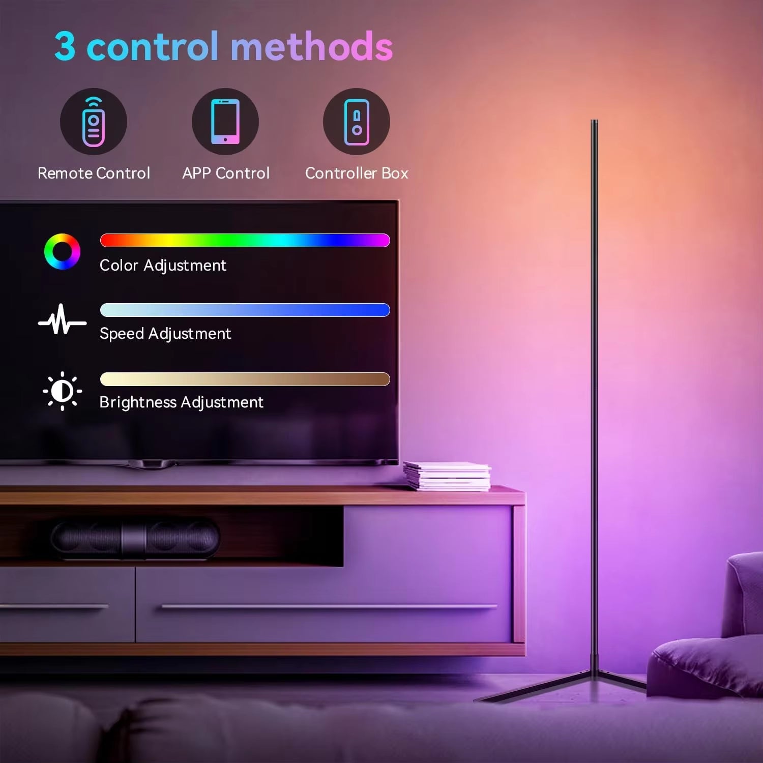 2PC/1PC LED Floor Lamp, 160CM/63IN RGB Corner Lamp Works with App/Remote Control, Smart Corner Light with 16 Million DIY Colors,