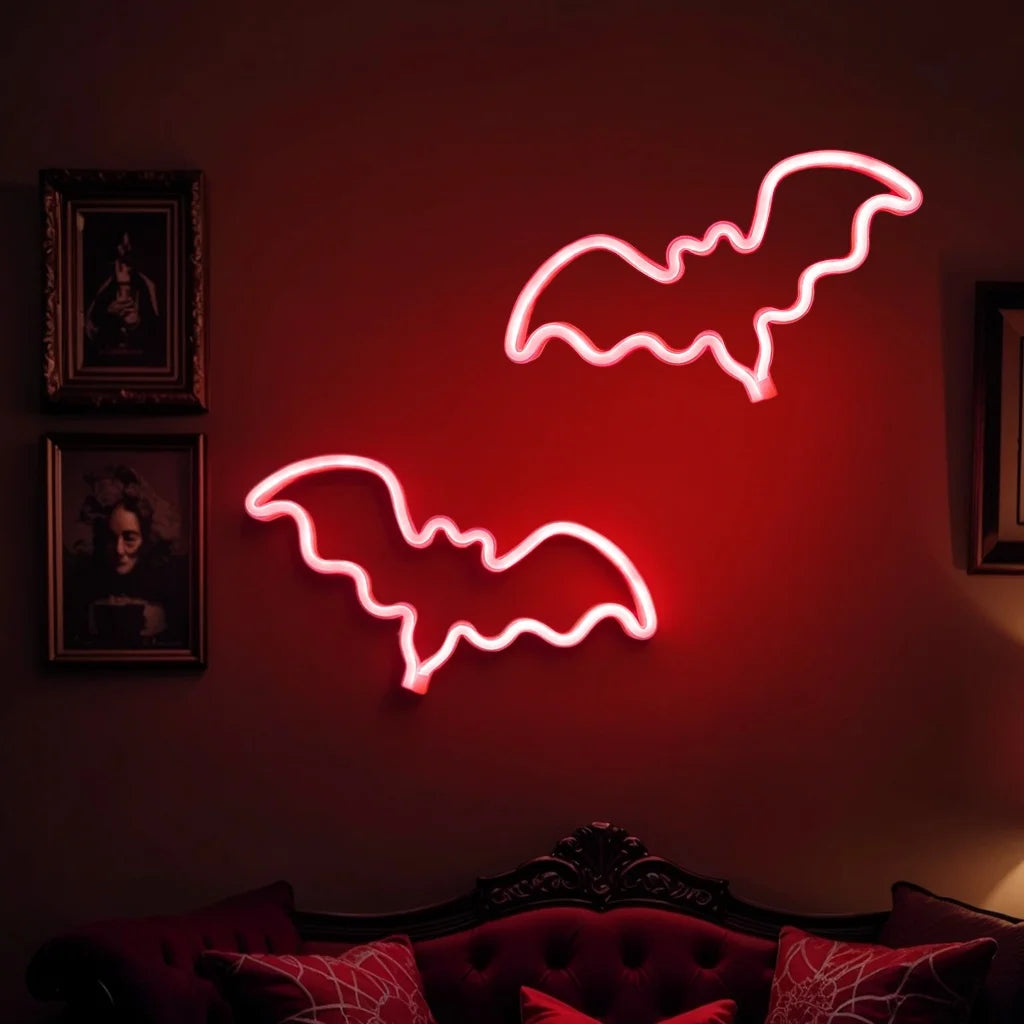 Halloween Custom Led Neon Sign Bat Ghost Animal Shape Atmosphere Decoration Villa Party Night Light USB or Battery Powered