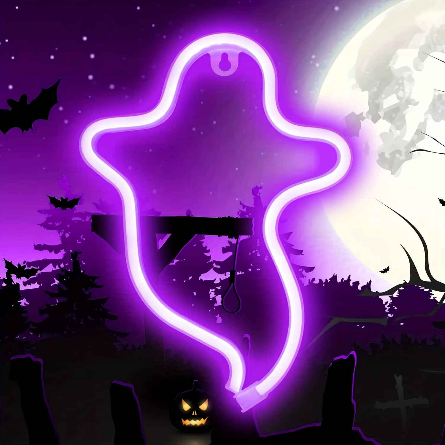 Halloween Custom Led Neon Sign Bat Ghost Animal Shape Atmosphere Decoration Villa Party Night Light USB or Battery Powered